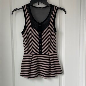 Forever 21 Striped Mesh Peplum Top Size Small